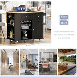 BABOOM Black Mdf Base with Wood Top Rolling Kitchen Island (29.33-in x 39.8-in x 33.7-in)