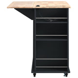 BABOOM Black Mdf Base with Wood Top Rolling Kitchen Island (29.33-in x 39.8-in x 33.7-in)