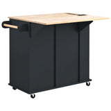 BABOOM Black Mdf Base with Wood Top Rolling Kitchen Island (29.33-in x 39.8-in x 33.7-in)