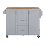 BABOOM Gray Mdf Base with Wood Top Rolling Kitchen Island (17-in x 50-in x 36.9-in)