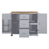 BABOOM Gray Mdf Base with Wood Top Rolling Kitchen Island (17-in x 50-in x 36.9-in)