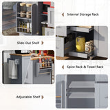 BABOOM Gray Mdf Base with Wood Top Rolling Kitchen Island (17-in x 50-in x 36.9-in)