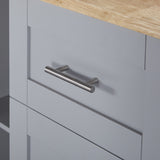 BABOOM Gray Mdf Base with Wood Top Rolling Kitchen Island (17-in x 50-in x 36.9-in)