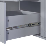BABOOM Gray Mdf Base with Wood Top Rolling Kitchen Island (17-in x 50-in x 36.9-in)