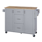BABOOM Gray Mdf Base with Wood Top Rolling Kitchen Island (17-in x 50-in x 36.9-in)