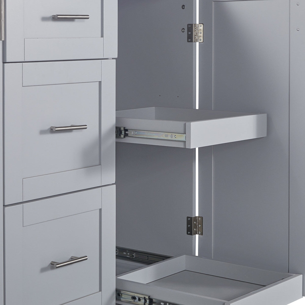 BABOOM Gray Mdf Base with Wood Top Rolling Kitchen Island (17-in x 50-in x 36.9-in)
