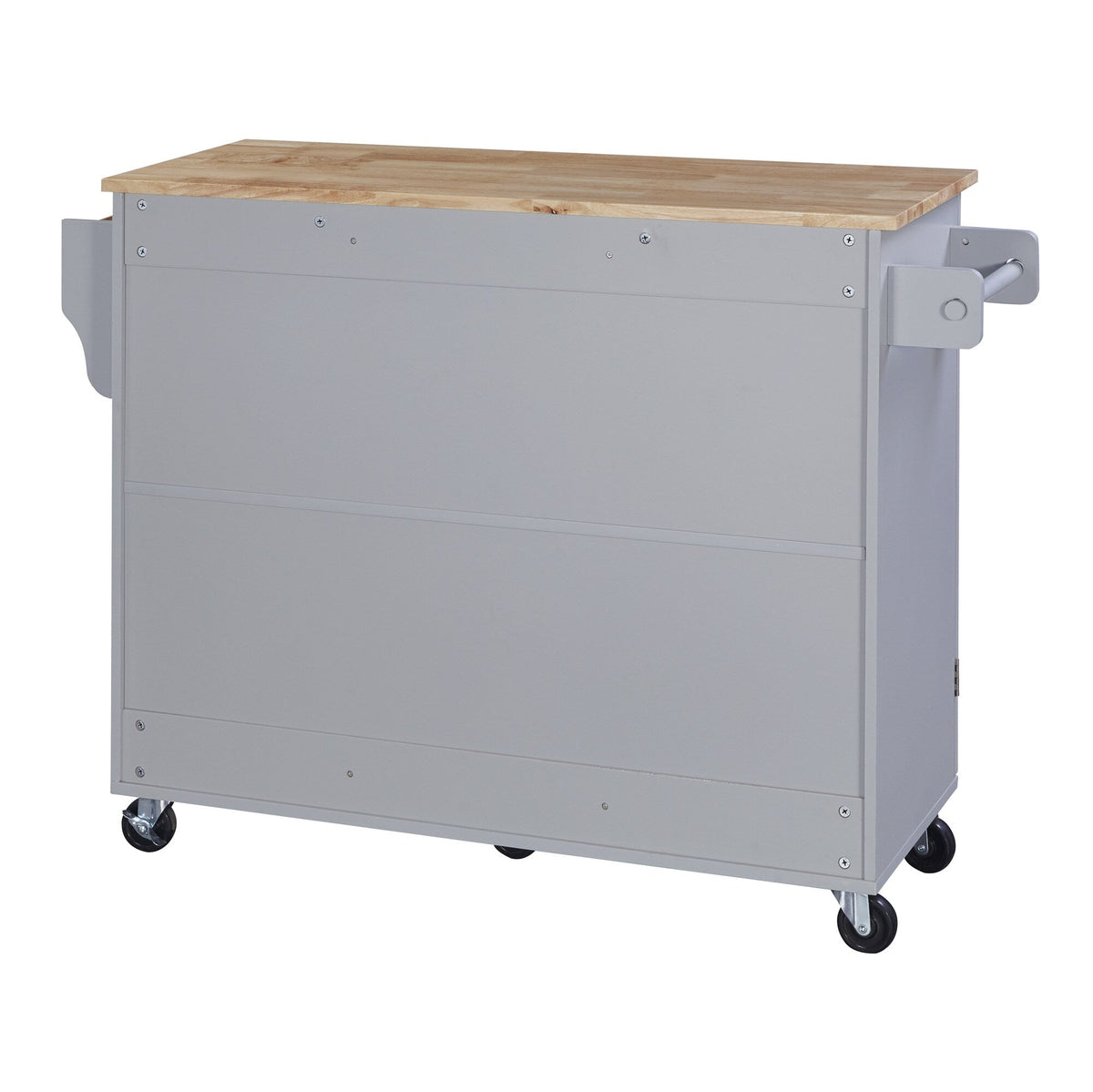 BABOOM Gray Mdf Base with Wood Top Rolling Kitchen Island (17-in x 50-in x 36.9-in)