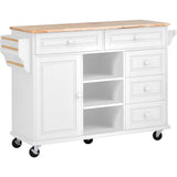 BABOOM White Mdf Base with Wood Top Rolling Kitchen Island (18.1-in x 52.8-in x 36.2-in)