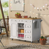 BABOOM White Mdf Base with Wood Top Rolling Kitchen Island (18.1-in x 52.8-in x 36.2-in)
