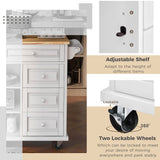 BABOOM White Mdf Base with Wood Top Rolling Kitchen Island (18.1-in x 52.8-in x 36.2-in)