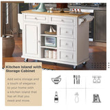 BABOOM White Mdf Base with Wood Top Rolling Kitchen Island (18.1-in x 52.8-in x 36.2-in)