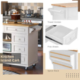 BABOOM White Mdf Base with Wood Top Rolling Kitchen Island (18.1-in x 52.8-in x 36.2-in)