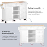 BABOOM White Mdf Base with Wood Top Rolling Kitchen Island (18.1-in x 52.8-in x 36.2-in)