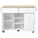 BABOOM White Mdf Base with Wood Top Rolling Kitchen Island (18.1-in x 52.8-in x 36.2-in)