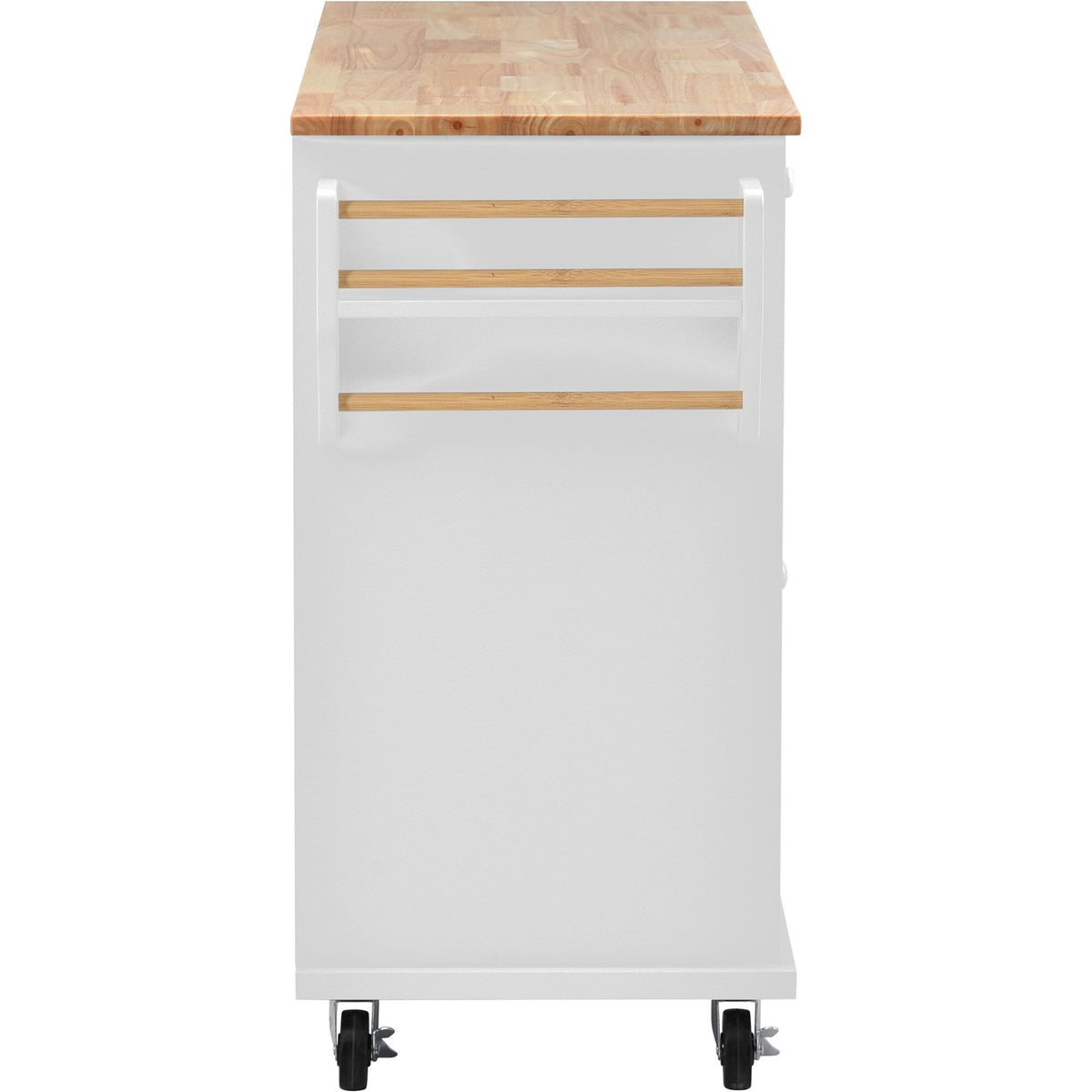 BABOOM White Mdf Base with Wood Top Rolling Kitchen Island (18.1-in x 52.8-in x 36.2-in)
