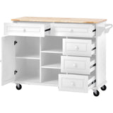 BABOOM White Mdf Base with Wood Top Rolling Kitchen Island (18.1-in x 52.8-in x 36.2-in)