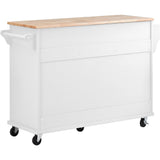 BABOOM White Mdf Base with Wood Top Rolling Kitchen Island (18.1-in x 52.8-in x 36.2-in)