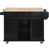 BABOOM Black Mdf Base with Wood Top Rolling Kitchen Island (29.5-in x 53.1-in x 37.2-in)