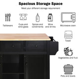 BABOOM Black Mdf Base with Wood Top Rolling Kitchen Island (29.5-in x 53.1-in x 37.2-in)