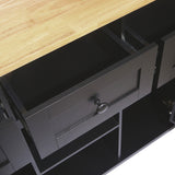 BABOOM Black Mdf Base with Wood Top Rolling Kitchen Island (29.5-in x 53.1-in x 37.2-in)