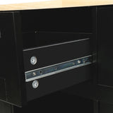 BABOOM Black Mdf Base with Wood Top Rolling Kitchen Island (29.5-in x 53.1-in x 37.2-in)