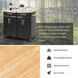 BABOOM Black Mdf Base with Wood Top Rolling Kitchen Island (18.5-in x 48.5-in x 36.5-in)