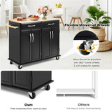 BABOOM Black Mdf Base with Wood Top Rolling Kitchen Island (18.5-in x 48.5-in x 36.5-in)