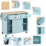BABOOM Green Mdf Base with Wood Top Rolling Kitchen Island (20.5-in x 52.2-in x 36.6-in)