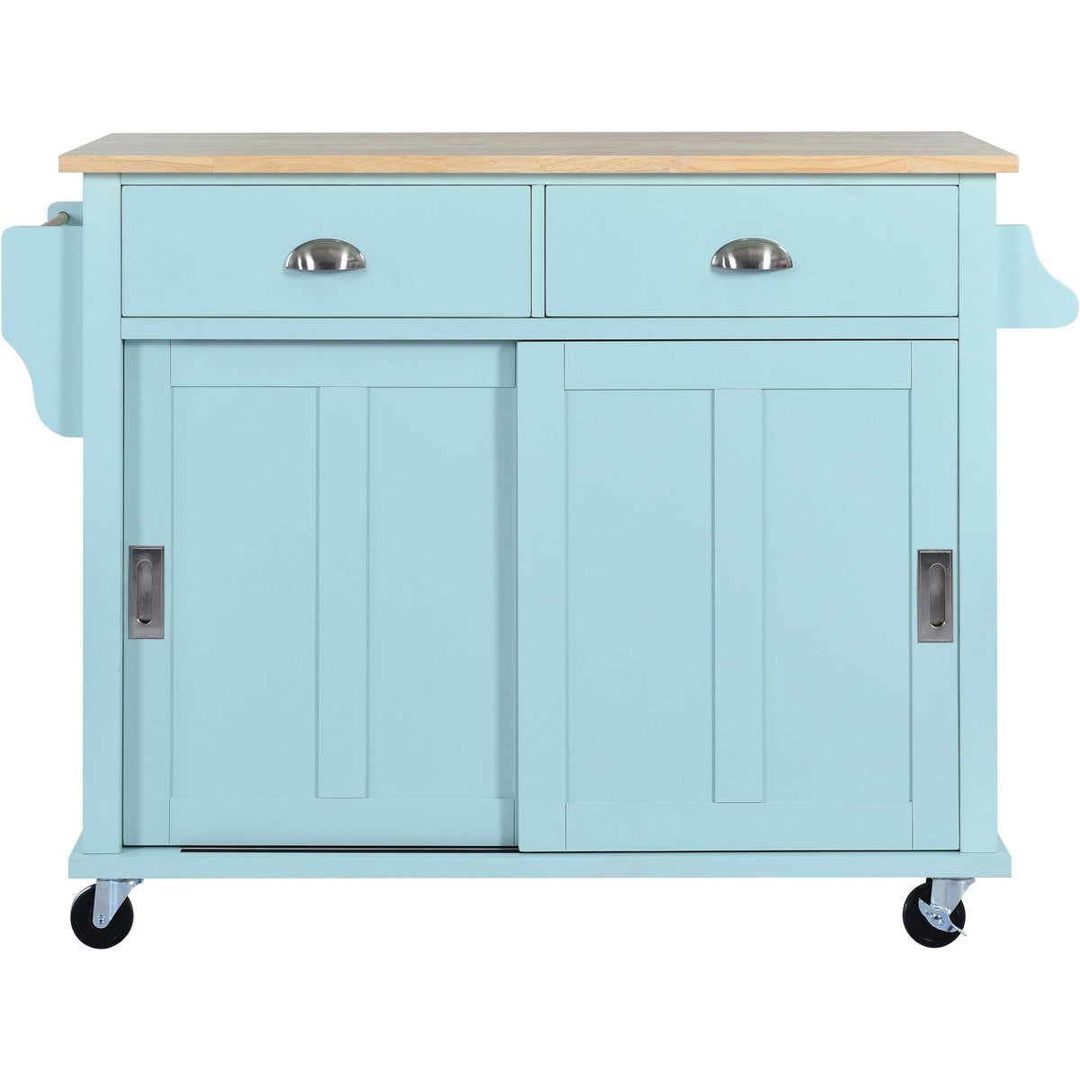 BABOOM Green Mdf Base with Wood Top Rolling Kitchen Island (20.5-in x 52.2-in x 36.6-in)