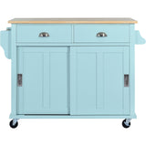 BABOOM Green Mdf Base with Wood Top Rolling Kitchen Island (20.5-in x 52.2-in x 36.6-in)