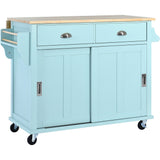BABOOM Green Mdf Base with Wood Top Rolling Kitchen Island (20.5-in x 52.2-in x 36.6-in)