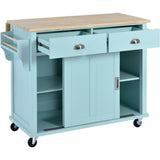 BABOOM Green Mdf Base with Wood Top Rolling Kitchen Island (20.5-in x 52.2-in x 36.6-in)