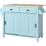 BABOOM Green Mdf Base with Wood Top Rolling Kitchen Island (20.5-in x 52.2-in x 36.6-in)