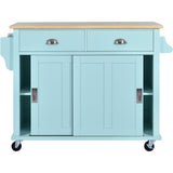 BABOOM Green Mdf Base with Wood Top Rolling Kitchen Island (20.5-in x 52.2-in x 36.6-in)