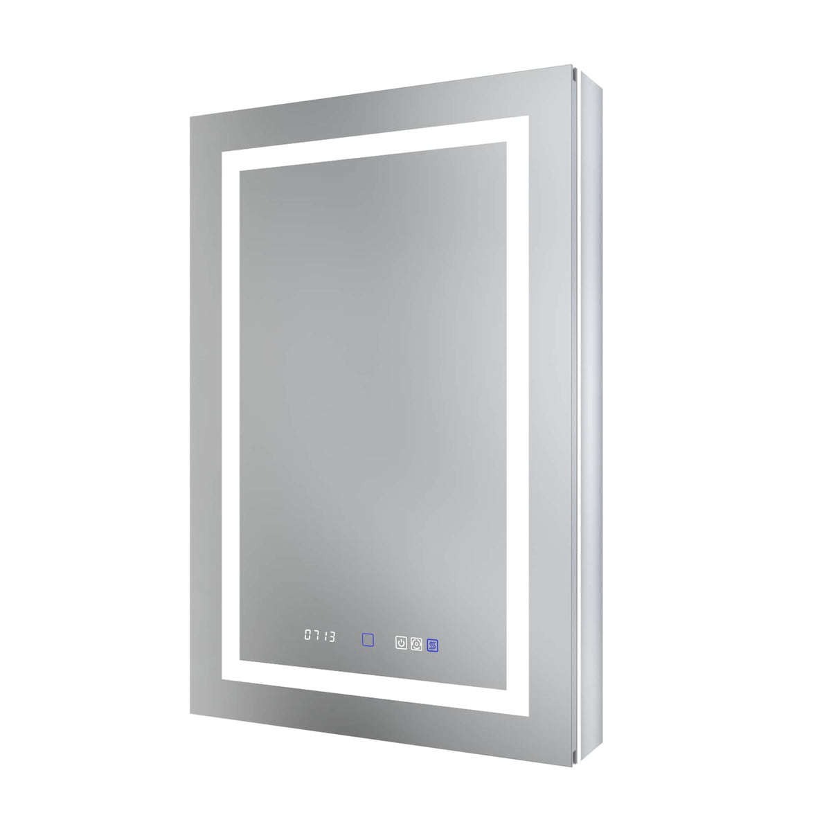WELLFOR V11 24-in x 36-in Lighted LED Fog Free Surface/Recessed Mount Silver Mirrored Soft Close Medicine Cabinet with Outlet
