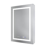 WELLFOR V11 24-in x 36-in Lighted LED Fog Free Surface/Recessed Mount Silver Mirrored Soft Close Medicine Cabinet with Outlet