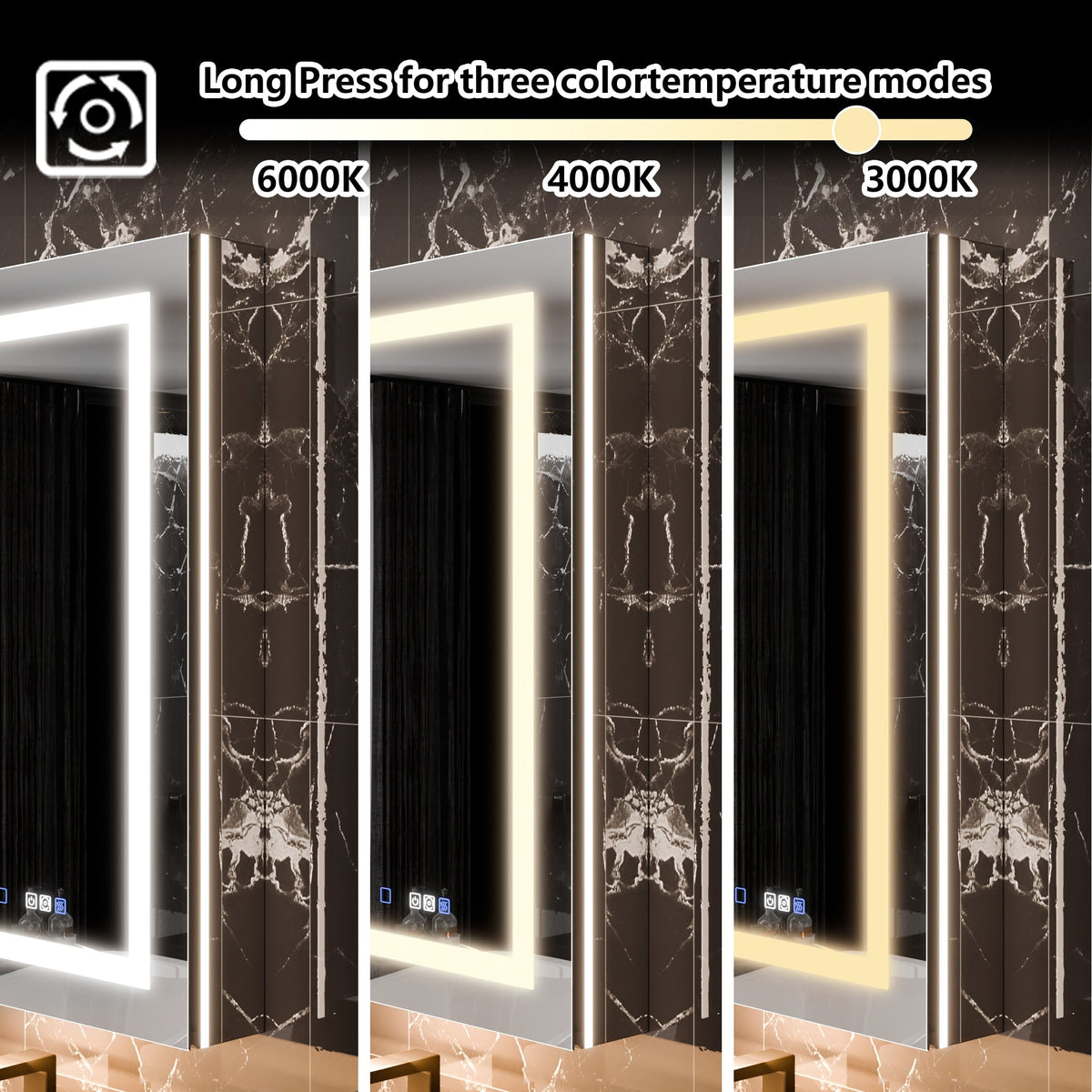 WELLFOR V11 24-in x 36-in Lighted LED Fog Free Surface/Recessed Mount Silver Mirrored Soft Close Medicine Cabinet with Outlet