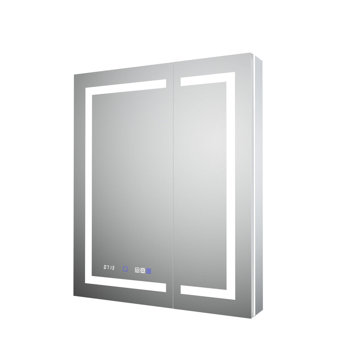 WELLFOR 30-in x 36-in Lighted LED Fog Free Surface/Recessed Mount Silver Mirrored Soft Close Medicine Cabinet with Outlet