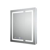WELLFOR 30-in x 36-in Lighted LED Fog Free Surface/Recessed Mount Silver Mirrored Soft Close Medicine Cabinet with Outlet