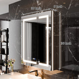 WELLFOR 30-in x 36-in Lighted LED Fog Free Surface/Recessed Mount Silver Mirrored Soft Close Medicine Cabinet with Outlet