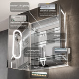 WELLFOR 30-in x 36-in Lighted LED Fog Free Surface/Recessed Mount Silver Mirrored Soft Close Medicine Cabinet with Outlet
