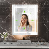 WELLFOR 30-in x 36-in Lighted LED Fog Free Surface/Recessed Mount Silver Mirrored Soft Close Medicine Cabinet with Outlet