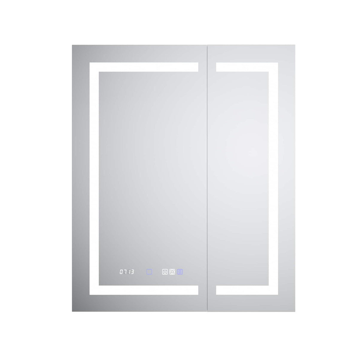 WELLFOR 30-in x 36-in Lighted LED Fog Free Surface/Recessed Mount Silver Mirrored Soft Close Medicine Cabinet with Outlet