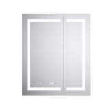 WELLFOR 30-in x 36-in Lighted LED Fog Free Surface/Recessed Mount Silver Mirrored Soft Close Medicine Cabinet with Outlet