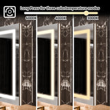WELLFOR 60-in x 36-in Lighted LED Fog Free Surface/Recessed Mount Silver Mirrored Soft Close Medicine Cabinet with Outlet