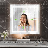 WELLFOR V11 36-in x 36-in Lighted LED Fog Free Surface/Recessed Mount Silver Mirrored Soft Close Medicine Cabinet with Outlet