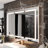 WELLFOR 54-in x 36-in Lighted LED Fog Free Surface/Recessed Mount Silver Mirrored Soft Close Medicine Cabinet with Outlet