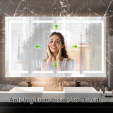 WELLFOR 60-in x 36-in Lighted LED Fog Free Surface/Recessed Mount Silver Mirrored Soft Close Medicine Cabinet with Outlet