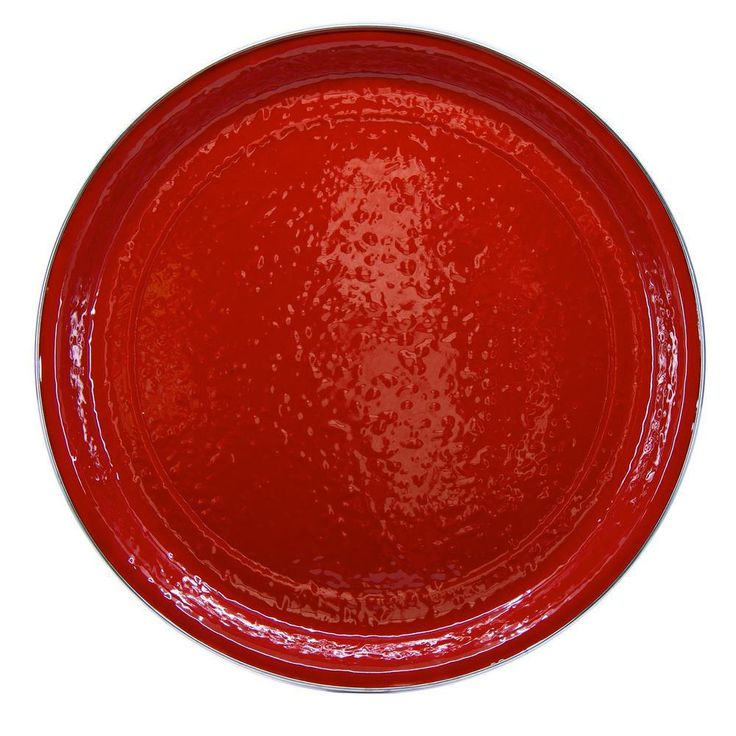 20 in. Solid Red Enamelware Round Serving Tray