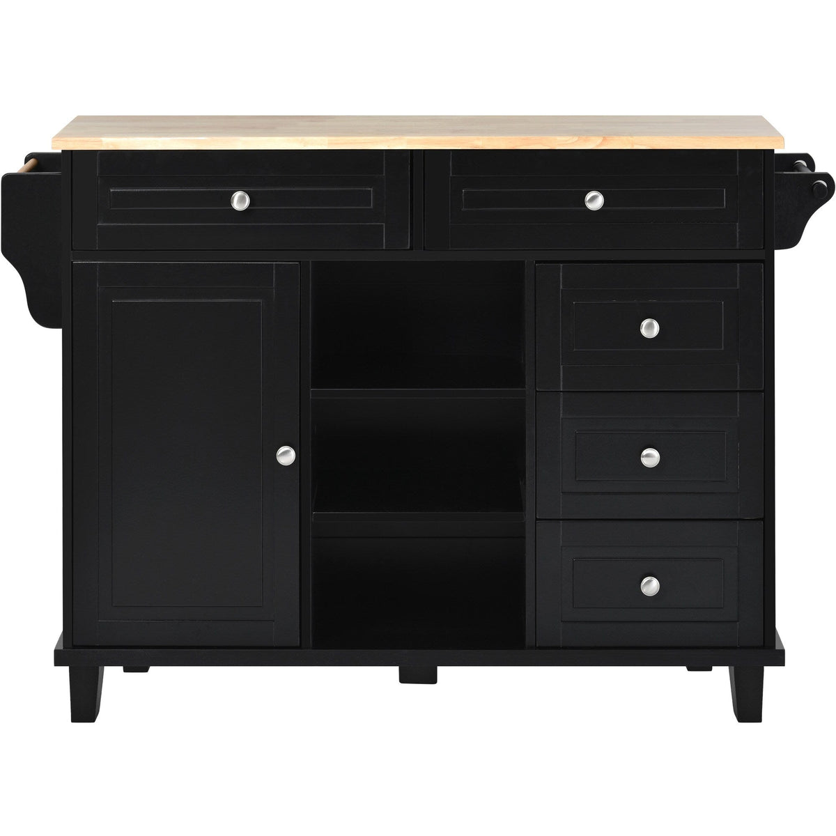CESICIA Black Wood Base with Wood Top Rolling Kitchen Island (18.1-in x 52.8-in x 36.2-in)